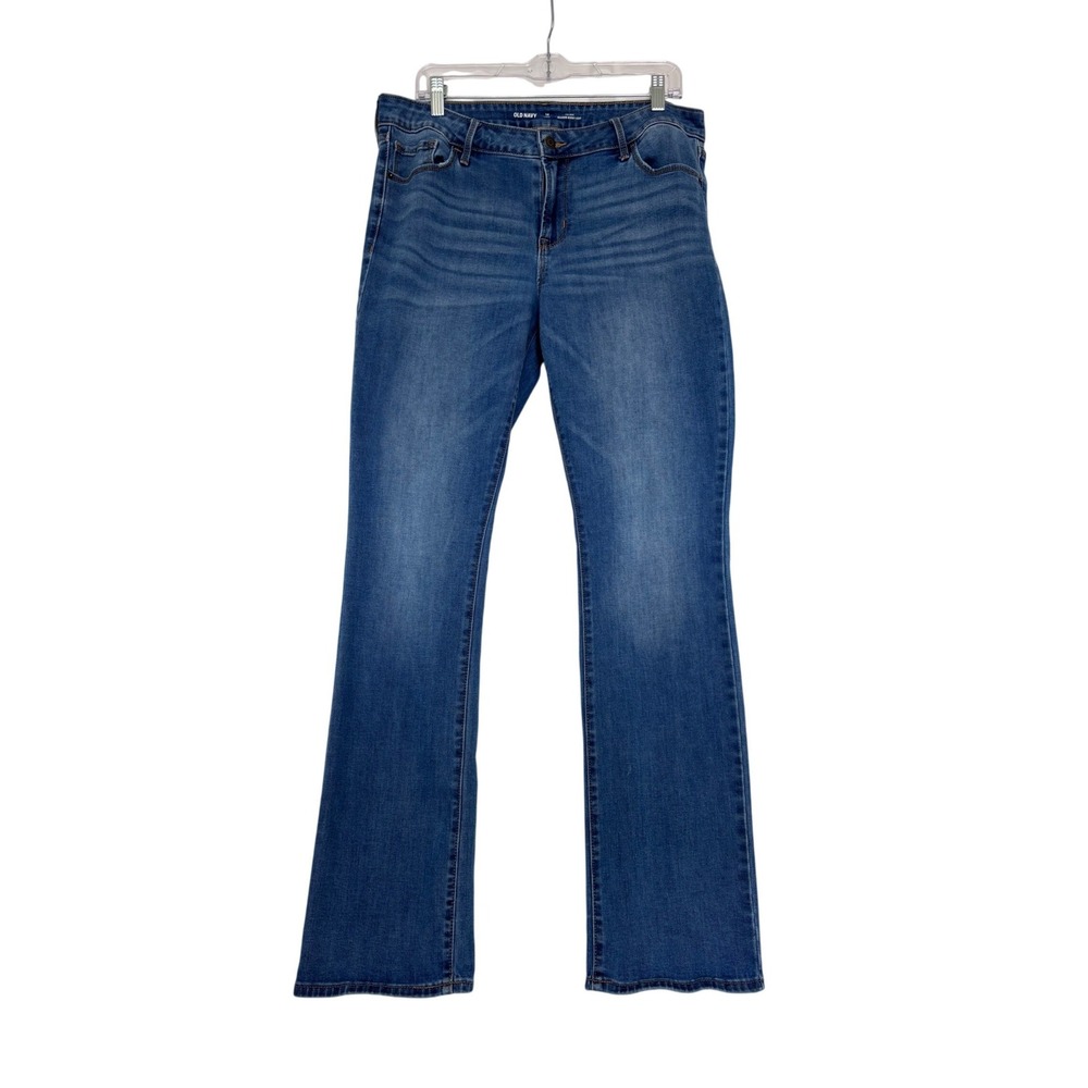 Old Navy Kicker Boot-Cut Jeans Womens 14 Long Mid-Rise Medium Wash Blue Denim